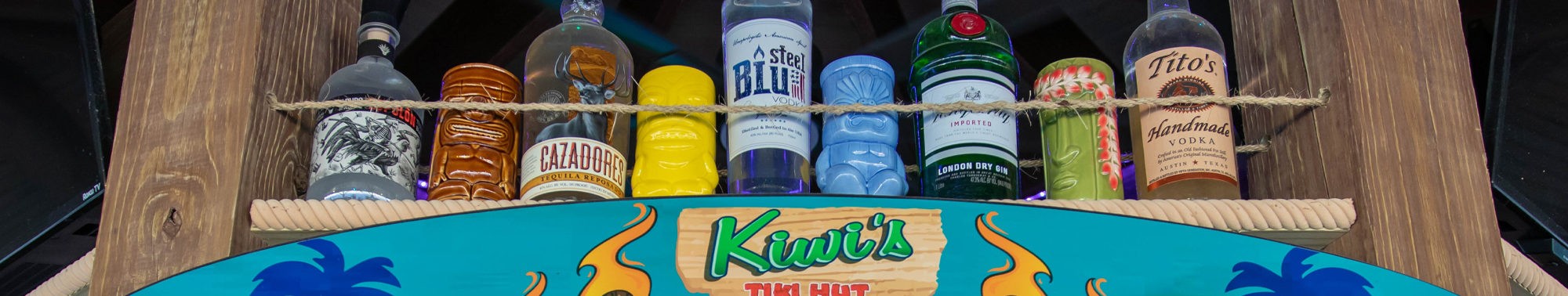 Tiki Hut bar bottles